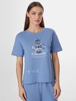 Комплект домашний женский синий с надписью