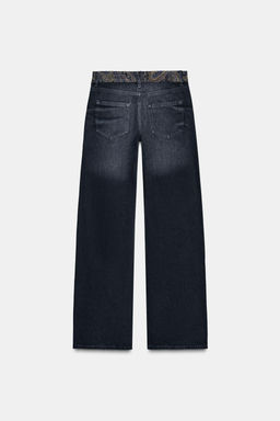 Z1975 MID-WAIST JACQUARD WAIST JEANS - Zara фото 8