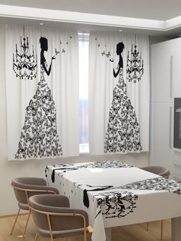 Фотошторы для кухни Женщина из бабочек Фотошторы ткань Димаут