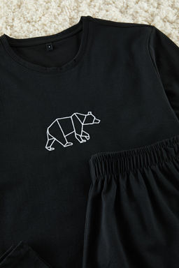 TRENDYOL MAN Siyah Regular Fit Nak?sl? Orme Pijama Tak?m? TMNAW25PT00023 - Trendyolmilla фото 3