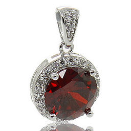 Фианиты красные 6, 8 и 10мм "Екатерина", серьги 6см + кулон 2.5см