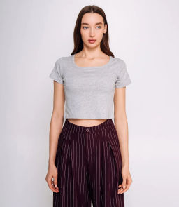 Топ #ОКТ075002, серый меланж