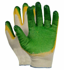 Перчатки х/б с 2-м латексным покрытием (без индивид.упак.) Зелёно-желтые