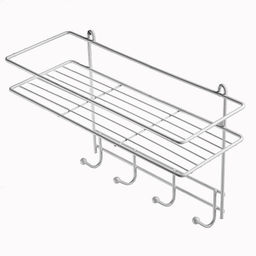 _Полка в ванную 4 крючка хром (33*12,5*21см), арт. АЛТ12С