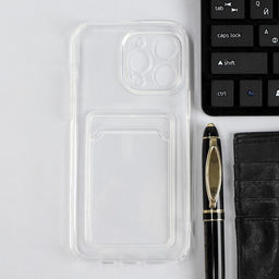 Чехол iBox Crystal, для телефона iPhone 14 Pro Max, силиконовый, кардхолдер, прозрачный