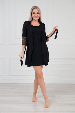 Халат женский из вискозы Адель Нуар черный