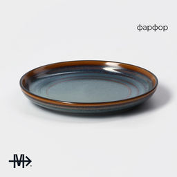 Десертная тарелка Magistro Garland, d=17 см, фарфор, синяя, коричневая фото 3