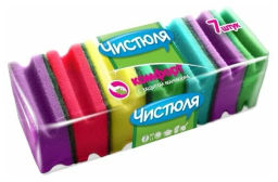 ЧИСТЮЛЯ губки д/мытья посуды 7 КОМФОРТ с абразивом (7шт) 85х64х42