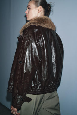 SHINY FAUX FUR COLLAR JACKET ZW COLLECTION - Zara фото 5