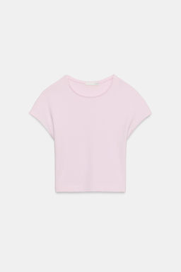 CAMISETA CROPPED MANGA CORTA LUNARES / Rosa tiza - Zara фото 6