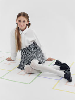 Цена за 3 пары! Колготки детские белого цвета с рисунком в виде поперечной полоски - Mark formelle фото 2