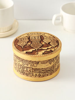 Шкатулка круглая "Россия", 12х7см, береста