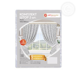 Шторы для кухни с подхватом Анис 145*180/Шторы: 2 шт.- 145*180, подхваты: 2 шт. Шторы "АРТ ДИЗАЙН" для кухни