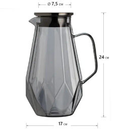Кувшин Консул заварочный, стекло 1700 мл, крышка - металл, грани/графит - Fujian Province Guang Fu Tea фото 3