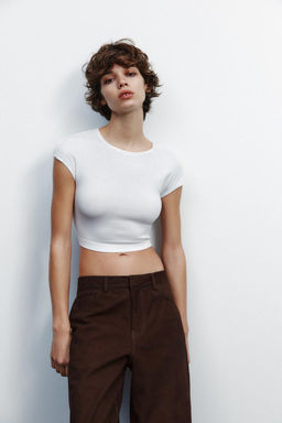 COTTON MODAL CROPPED T-SHIRT - Zara фото 3