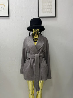 Пальто женское демисезонное 27220 (коричневый/ёлочка)