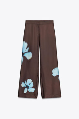 FLORAL PRINT SATIN TROUSERS - Zara фото 12