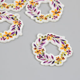 Цена за 4 шт. Декор для творчества акрил Цветочный венок, 0.2?3.8?4.3 см