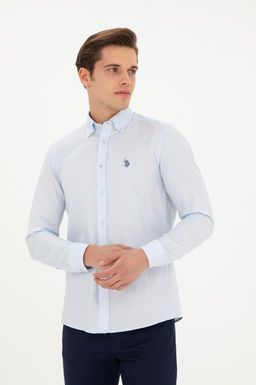 Мужская голубая базовая рубашка с длинным рукавом - U.s. polo assn фото 10
