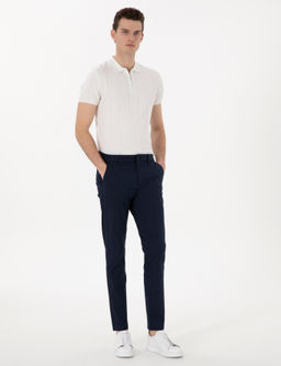 Lacivert Slim Fit Kanvas Pantolon