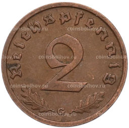 Монета 2 рейхспфеннига 1938 года G Германия