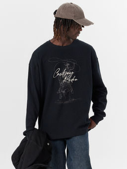 Лонгслив мужской черный с надписью Cowboy Rodeo - Mark formelle фото 7