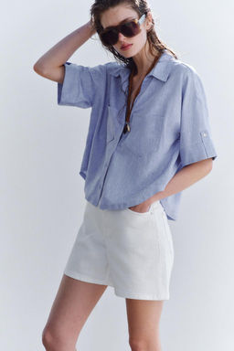 CROPPED LINEN BLEND SHIRT - Zara фото 11