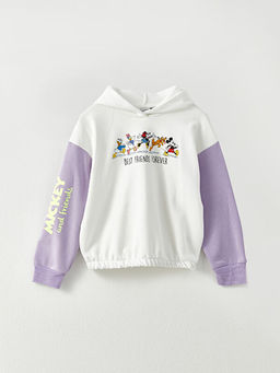 Kap??onlu Disney Bask?l? Uzun Kollu K?z ?ocuk Sweatshirt ve Tayt - Waikiki фото 2