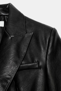 FAUX LEATHER DOUBLE-BREASTED BLAZER - Zara фото 9