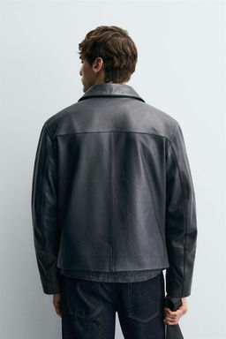 BOXY FIT LEATHER JACKET - Zara фото 3
