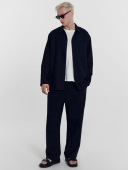 Брюки мужские черные из хлопка и льна черный 181259-1