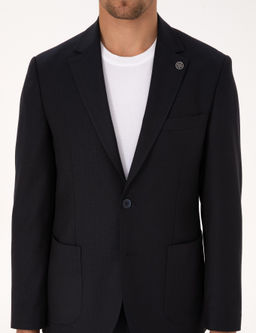 Lacivert Slim Fit Tak_m Elbise