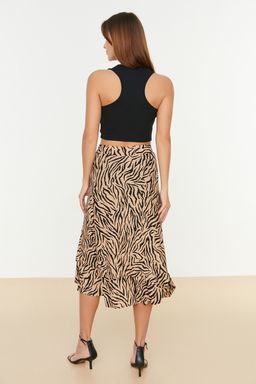 TRENDYOLMILLA K?rm?z? Bask?l? Buzgu Detayl? ve Volanl? Yuksek Bel Esnek Etek TWOSS21ET0029 фото 21