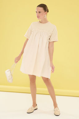 Tas Genis Kesim Orme Mixli Mini Dokuma Elbise TWOSS25EL00034