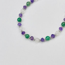 Браслет для "Тельца" из Аметиста, Лунного камня и зеленого Кварца 16,5 см +