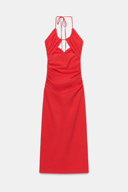 VESTIDO MIDI TUBO DRAPEADO CUT OUT / Rojo - Zara фото 9