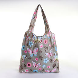 Сумка хозяйственная «Бабочки» на кнопке, складная, серая