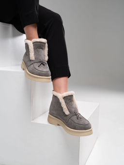 Ботинки 307.florida be.Серый замок замша/шерсть