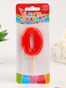 Цена за 3 шт. Свеча в торт «Красная», цифра 0