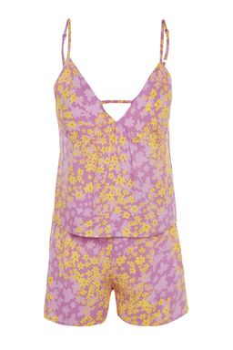 Trendyolmilla Cok Renkli Cicekli Ip Ask?l? Viskon Sortlu Dokuma Pijama Tak?m? THMSS23PT00003