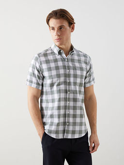 Regular Fit K?sa Kollu Ekose Arm?rl? Erkek G?mlek