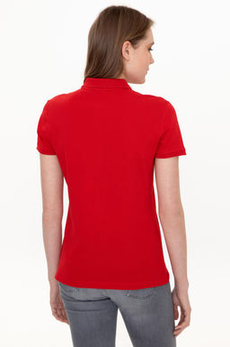 Женская базовая красная футболка с воротником поло Basic - U.s. polo assn фото 17
