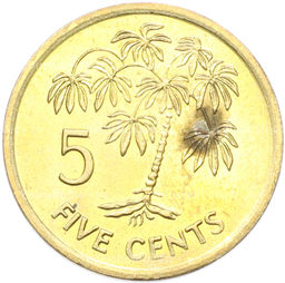 Монета 5 центов 2007 года Сейшелы