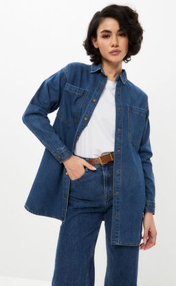 Рубашка джинс F322-0410 b.blue - Fine joyce фото 10