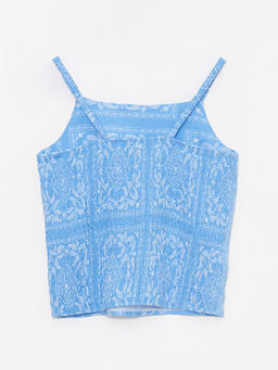 Kare Yaka Desenli Ask?l? Viskon K?z ?ocuk Bluz - Waikiki фото 2