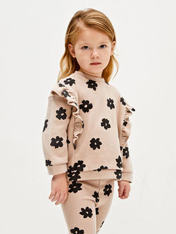 Bisiklet Yaka K?z Bebek Sweatshirt