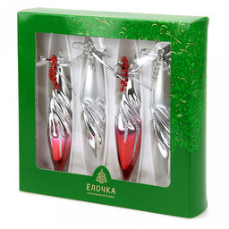 Елочная игрушка фигурка стеклянная Подвески витые, ручная художественная роспись, подарочная упаковка, набор 4шт (Россия) - Домашняя мода фото 2