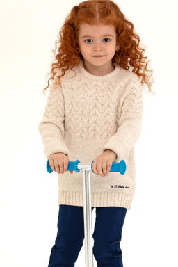 U. S. Polo Assn Кремовый меланжевый свитер для девочек с круглым вырезом - U.s. polo assn фото 8