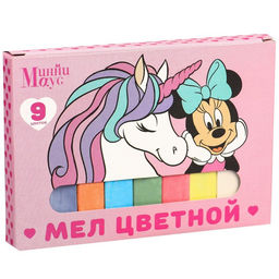 Цена за 4 шт. Мелки цветные школьные 9 шт. «Единорог» «Минни Маус и единорог»