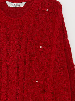 Bisiklet Yaka Kendinden Desenli Uzun Kollu K?z ?ocuk Triko Kazak - Waikiki фото 2